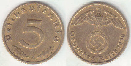 1936 A Germany 5 Pfennig A005146